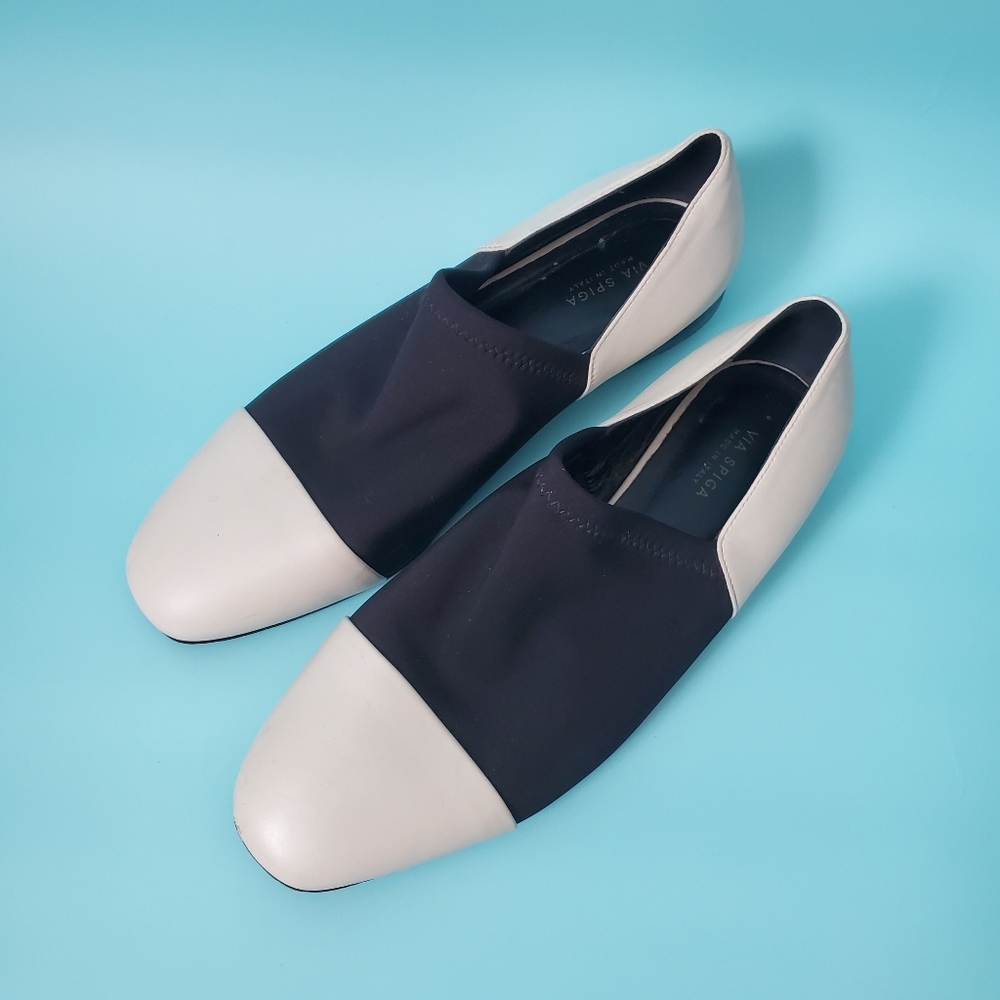 Via Spiga | Tate Cap Toe Color Block Leather Loafers Flats Slip-Ons
